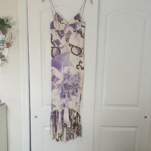 Just Cavalli Cream and Purple Floral Maxi Dress